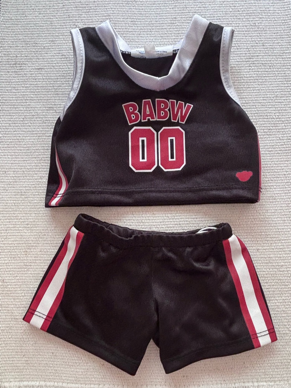 Build-A-Bear Workshop basketball uniform 2 pc. Set black red